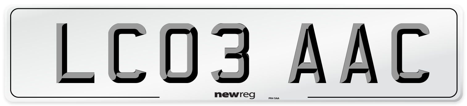 LC03 AAC Number Plate from New Reg